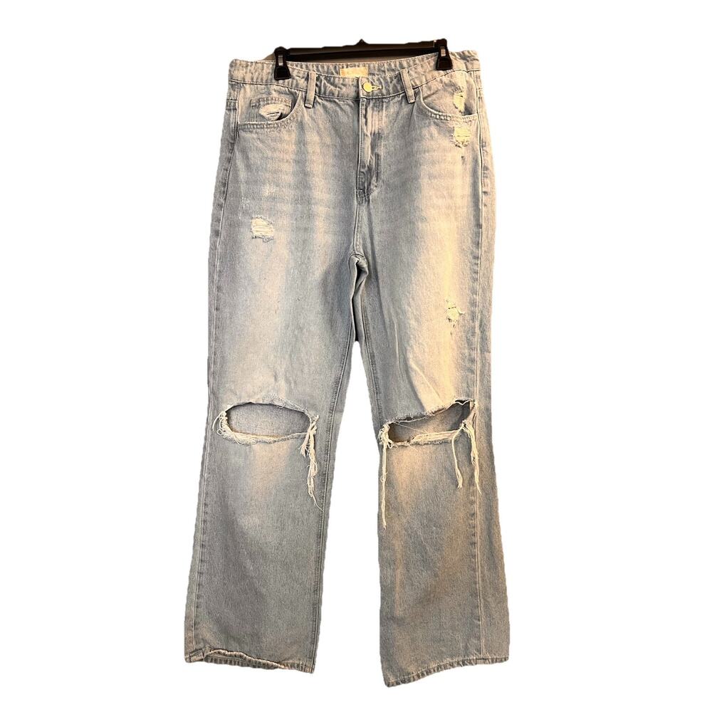 Altar’d State Womens Wide Leg High Rise Light Wash Mom Jeans Sz 31 Blue Y2K Flaw